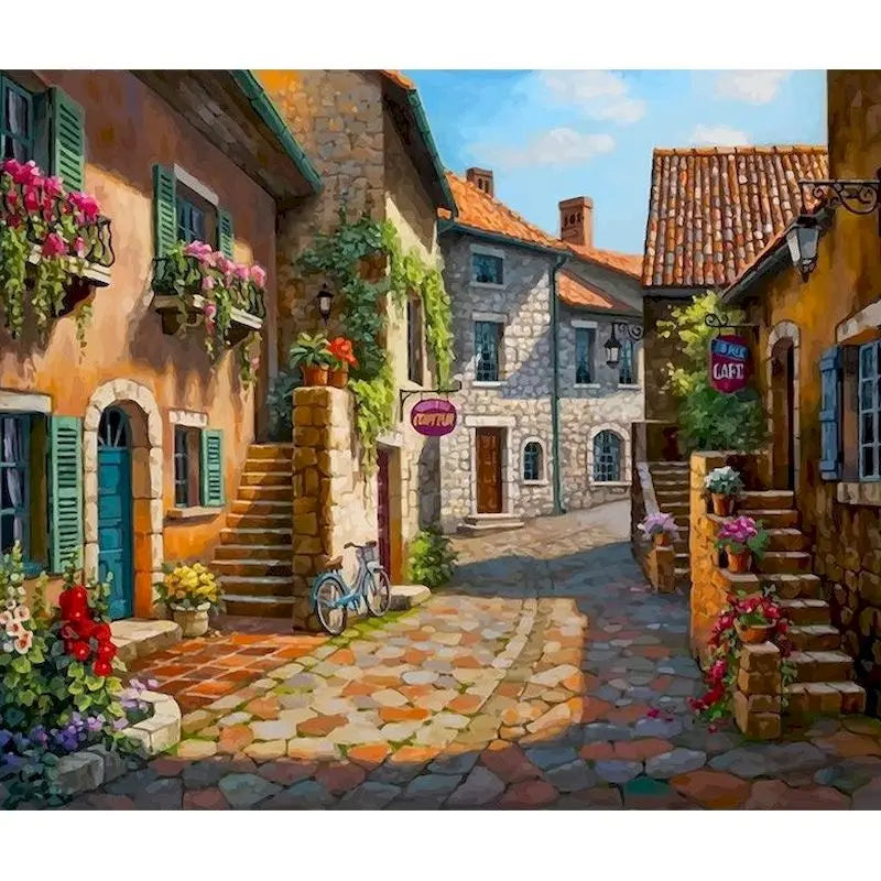 Genie Canvas - PhotoCustom City Oil Painting By Numbers Scenery Adults DIY Kits Paint By Numbers On Canvas Landscape Frameless Home Decoration