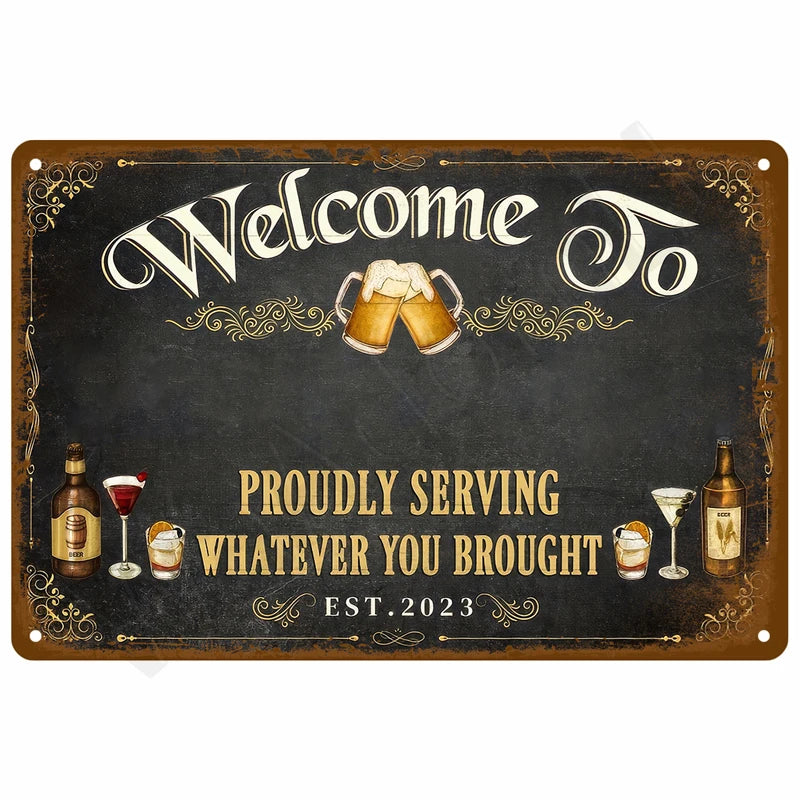 Retro Metal Sign Wall Art Mural Aesthetic Room Home Decor Items Poster Vintage Metal Plate Garage Decoration Tin Sign Plates Bar