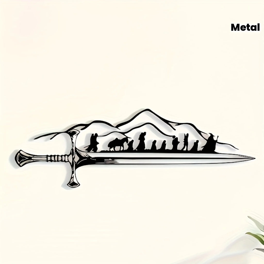 "The Fellowship of the Ring" Metal Wall Art - Retro Iron Silhouette Mural, Frodo and Sam, Fantasy Home Decoration for LOTR Fans