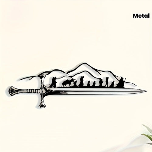 "The Fellowship of the Ring" Metal Wall Art - Retro Iron Silhouette Mural, Frodo and Sam, Fantasy Home Decoration for LOTR Fans