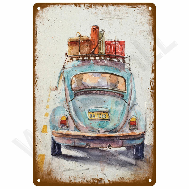 Retro Metal Sign Wall Art Mural Aesthetic Room Home Decor Items Poster Vintage Metal Plate Garage Decoration Tin Sign Plates Bar