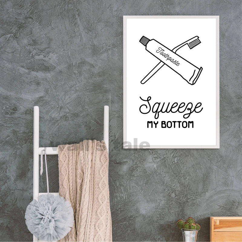 Funny Bathroom Wall Art Prints Black and White Minimalist Toilet Posters Canvas Painting Bathroom Wall Decoration Pictures