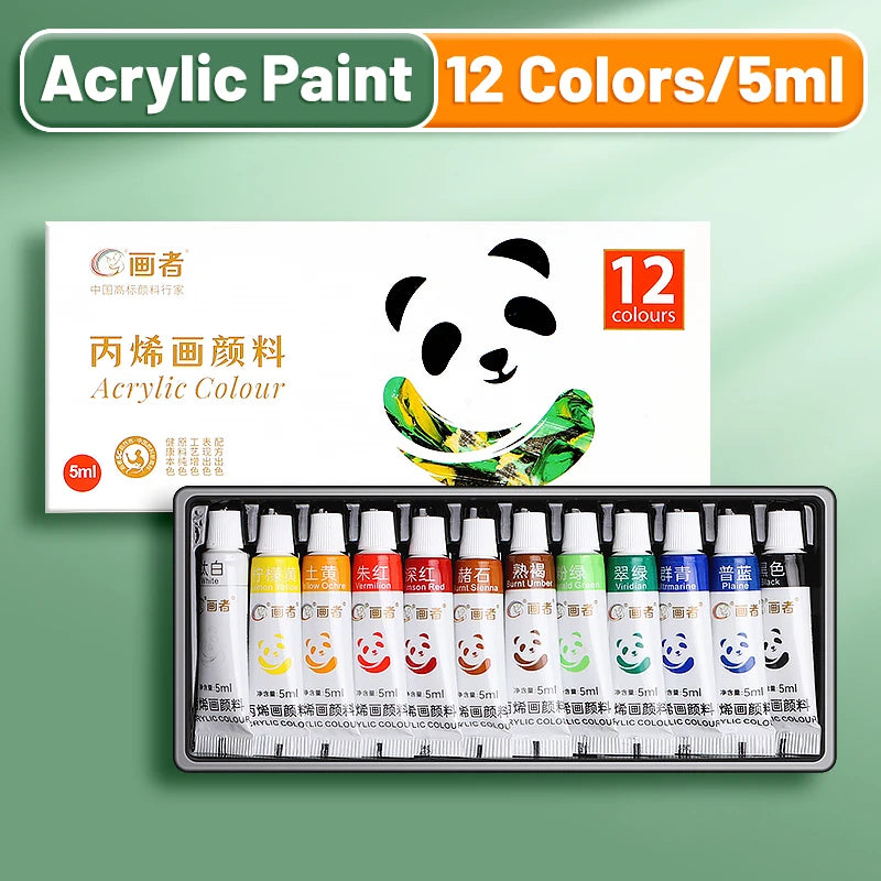 12 Acrylic Paint Set Colors 5ml/0.17oz,Water-Proof Portable Art Rich Pigments for DlY Craft,Drawing,Painting,Canvas, Rock