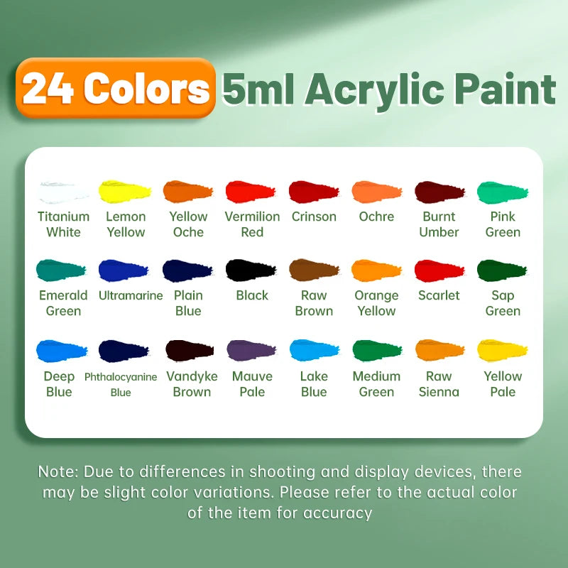 12 Acrylic Paint Set Colors 5ml/0.17oz,Water-Proof Portable Art Rich Pigments for DlY Craft,Drawing,Painting,Canvas, Rock