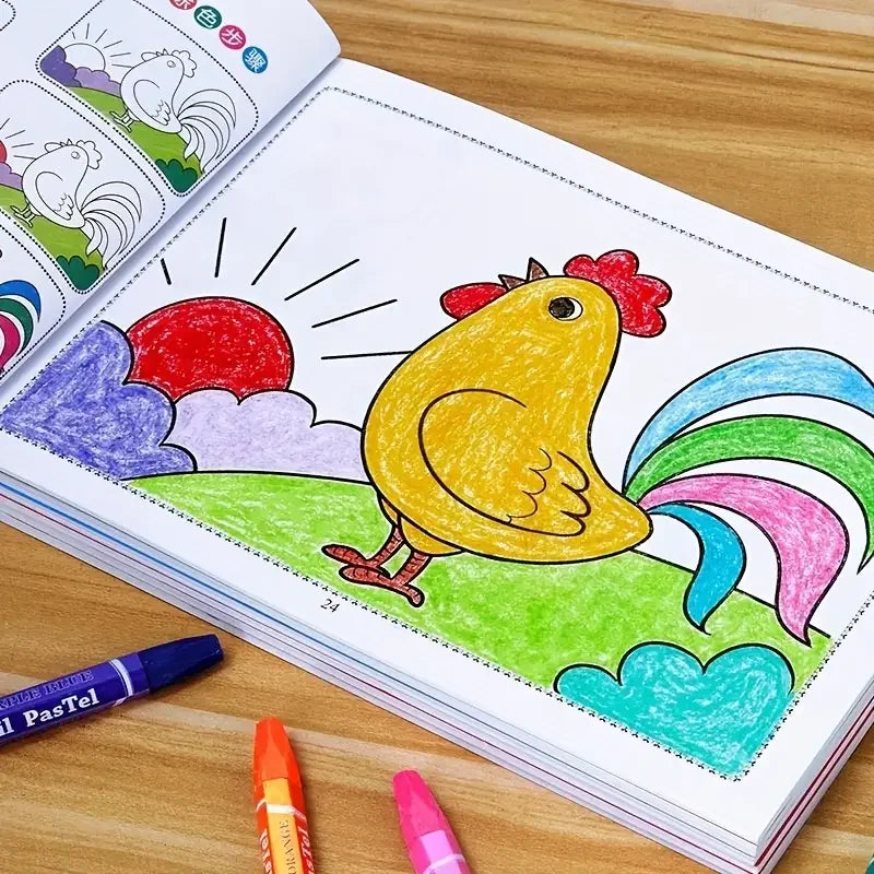 46-Page Kids Drawing & Painting Coloring Book - Educational Art Supplies for Creative Learning, Gift for Boys & Girls, Chinese V