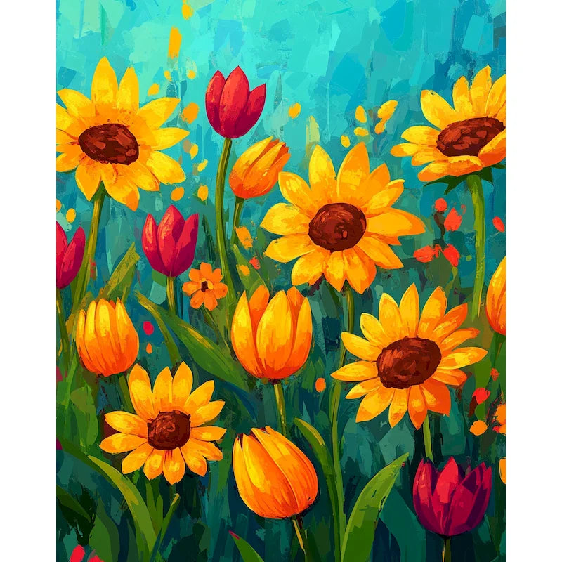 Genie Canvas - Diy Picture Paint By Numbers For Adults Flowers Painting By Numbers Handmade Wall Art For Adults Home Decor