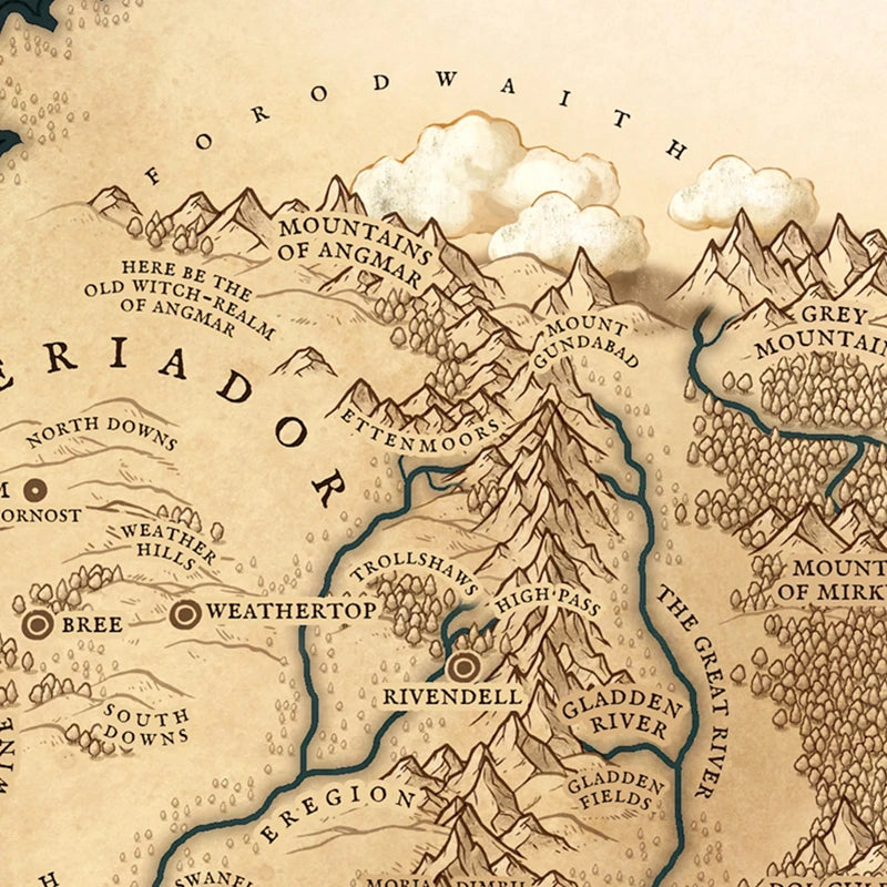 Tolkien Wall Art Canvas Painting Middle Earth Landscape LOTR Posters and Prints Wall Pictures Travel Gift Living Room Home Decor