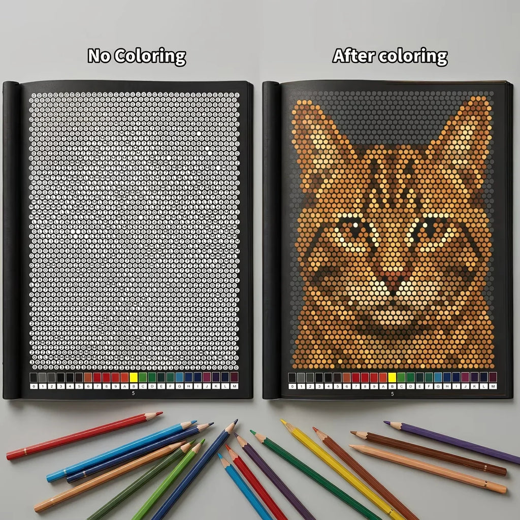 Mystery Mosaics Color by Number Coloring Book 32 Pages Pixel Art Activity Book for Adult Stress Relief Creative Drawing Workbook