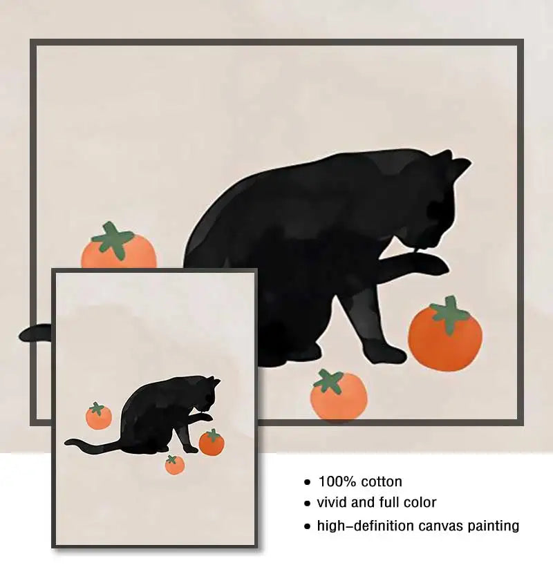 Modern Wall Painting for Living Room, Canvas Print, Poster, Cat, Wine, Pizza, Animal Funny, Art Pictures, Nordic, Modern