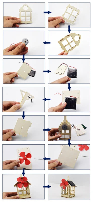 DIY Solar Windmill - Science DIY Physics Educational Kit for Kid Model 2 in 1 Solar Power Technology Experiment Stem Gift
