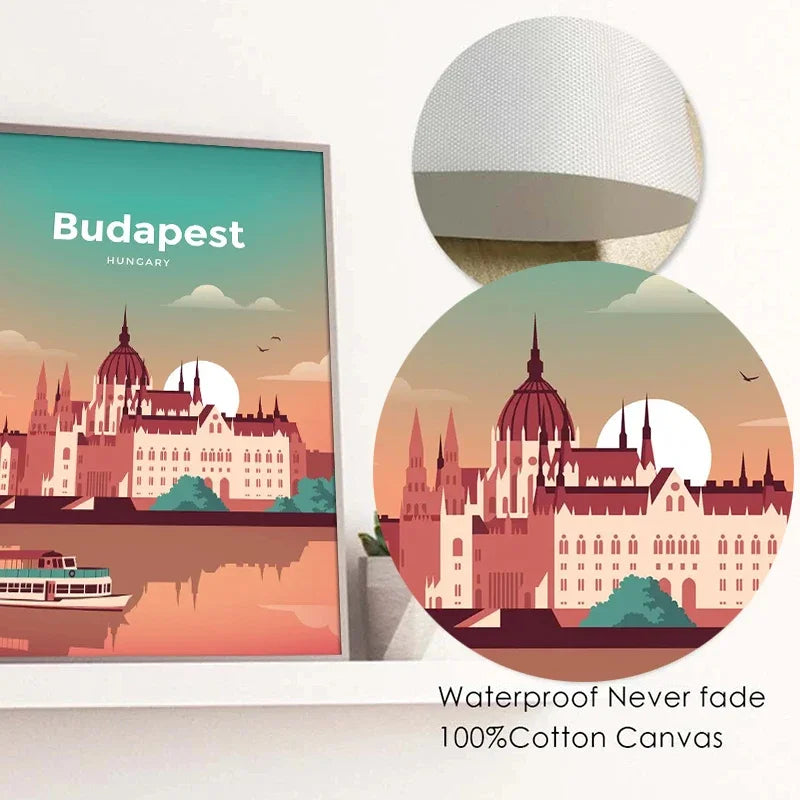World City Travel Paris Venice Sydney Dubai Boston London Amsterdam Wall Art Canvas Painting Posters Prints Wall For Room Decor