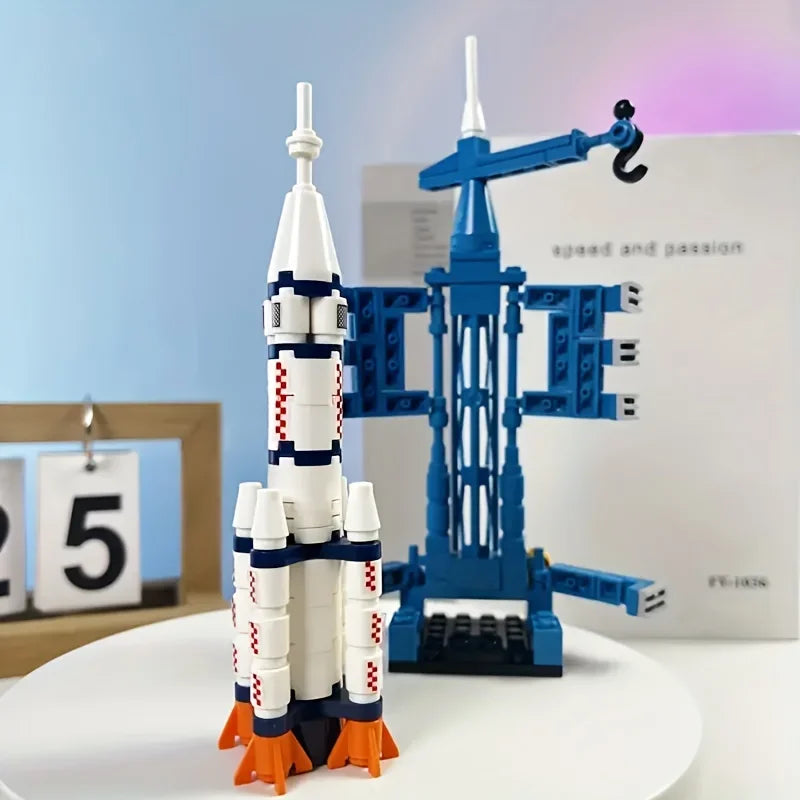 DIY 3D Space Rocket Building Blocks Set - STEM Educational DIY Puzzle Assembly Model Construction Toy for Kids Boys Girls School Gift