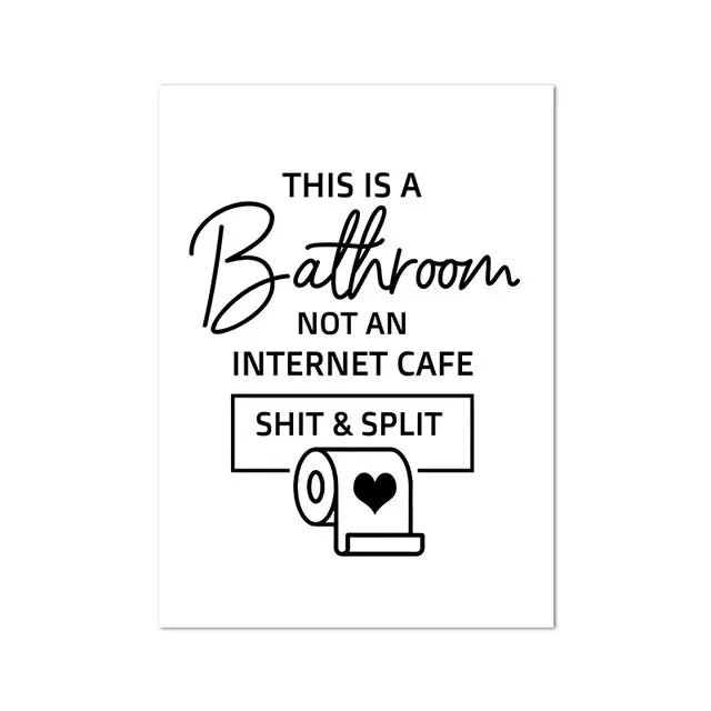 Funny Bathroom Wall Art Prints Black and White Minimalist Toilet Posters Canvas Painting Bathroom Wall Decoration Pictures
