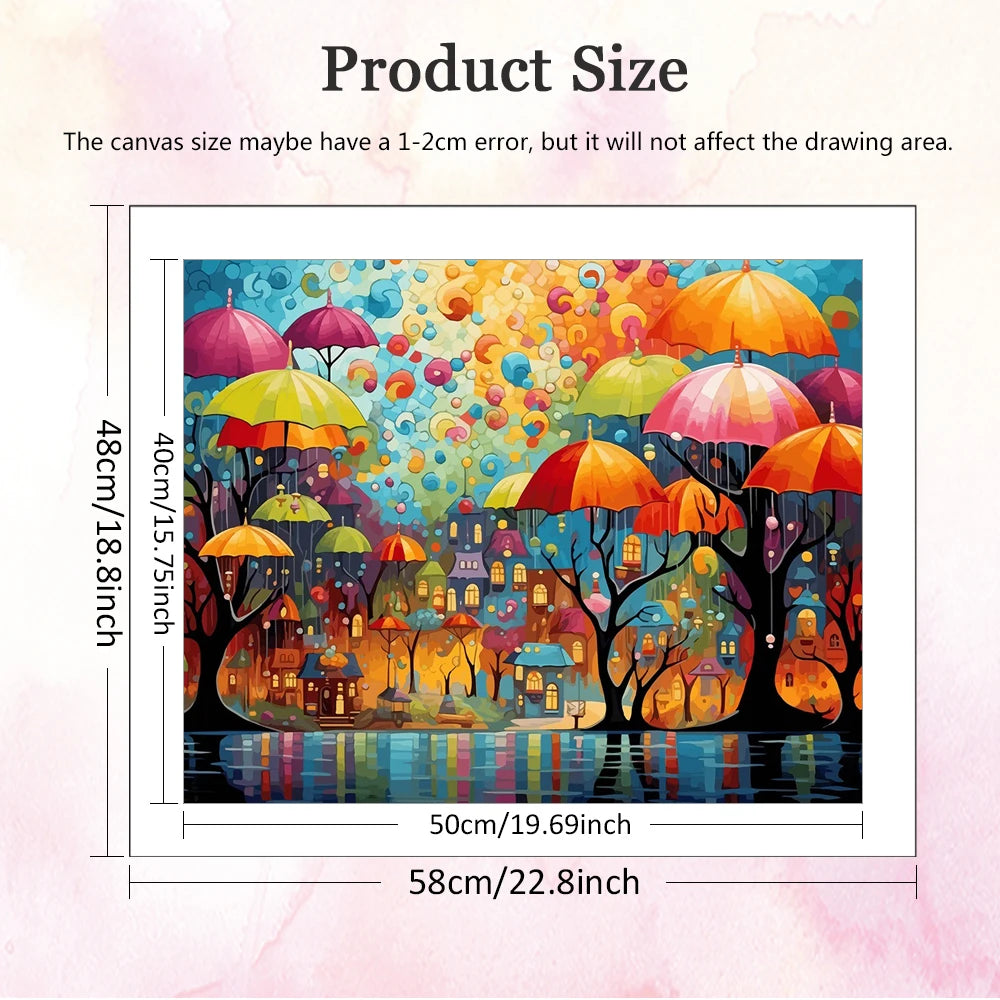 Paint By Numbers Umbrella Tree DIY Arts Crafts Digital Oil Painting Fantasy Landscape Scenery Drawing On Canvas Handpainted Gift