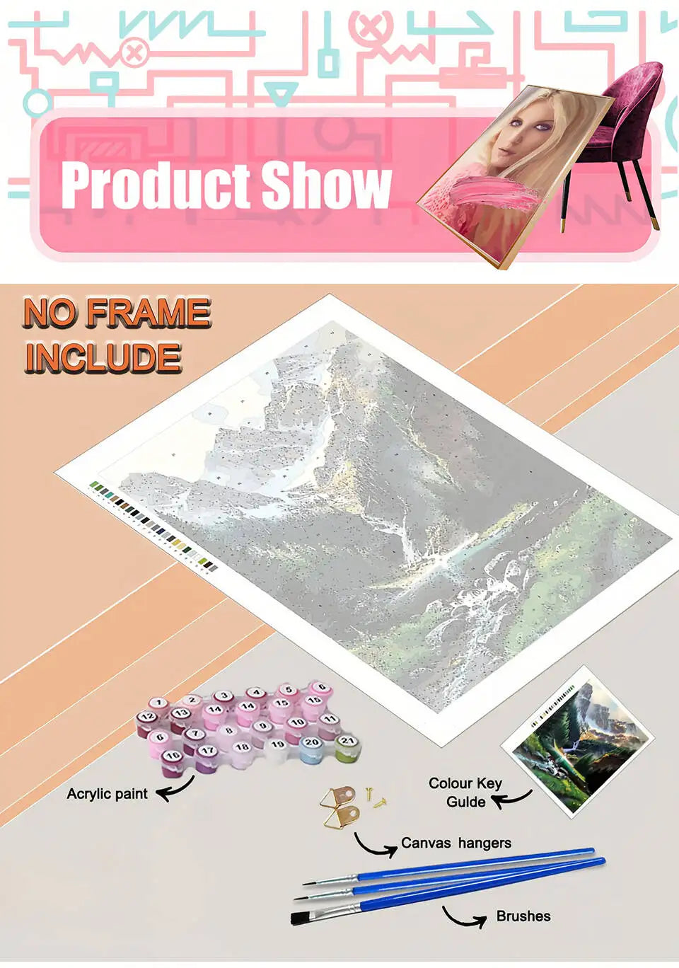 Genie Canvas - DIY Paint By Number Adult Kit Window Flower Digital Oil Painting Landscape Seaside Drawing On Canvas Wall Decor Living Room Gift