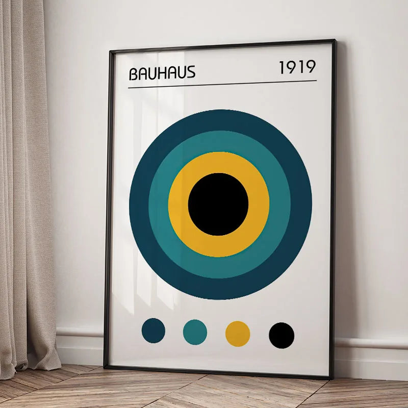 Mid Century Modern Bauhaus Geomtric Wall Art Print Canvas Painting Abstract Poster Pictures For Living Room,Bedroom Home Decor