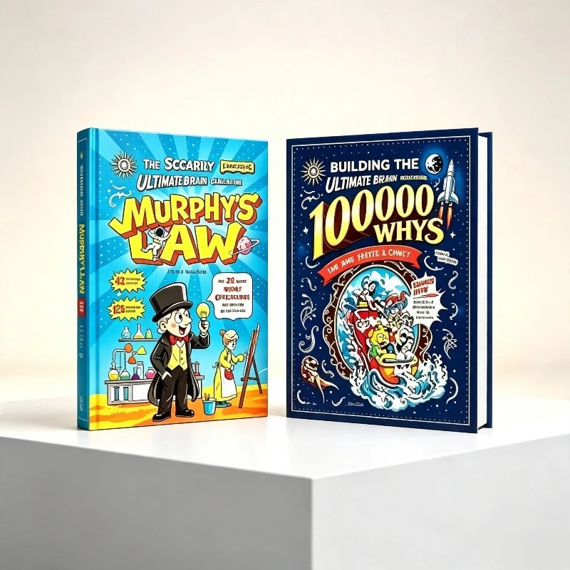 Kids Popular Science 2-Book Set: Funny Comic & 100,000 Whys Storybook, Hardcover Educational Children Extracurricular Gift