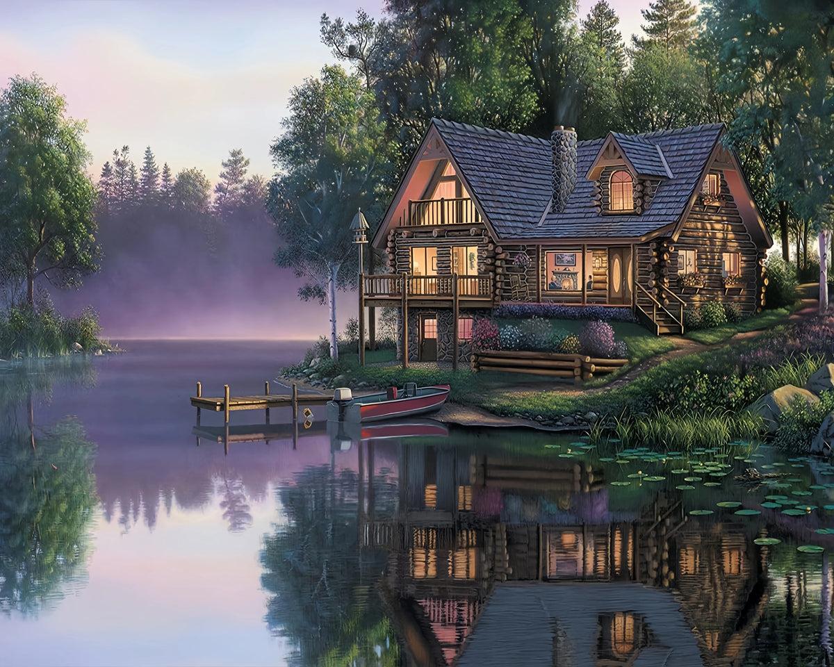 Mountain Lake - Paint by Numbers Kit for Adults，children，Beginner to Advanced NumberOil Paintin ，Home Decor ，DIY Art Scenery Oil Painting 40x50 cm