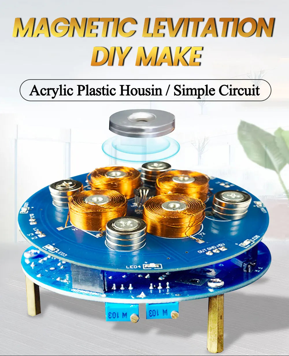 DIY Magnetic Levitation Kit Experiment PCB Soldering Project Practice Solder Assembly Magnet DIY Electronic Kit 2-5W 150G Load