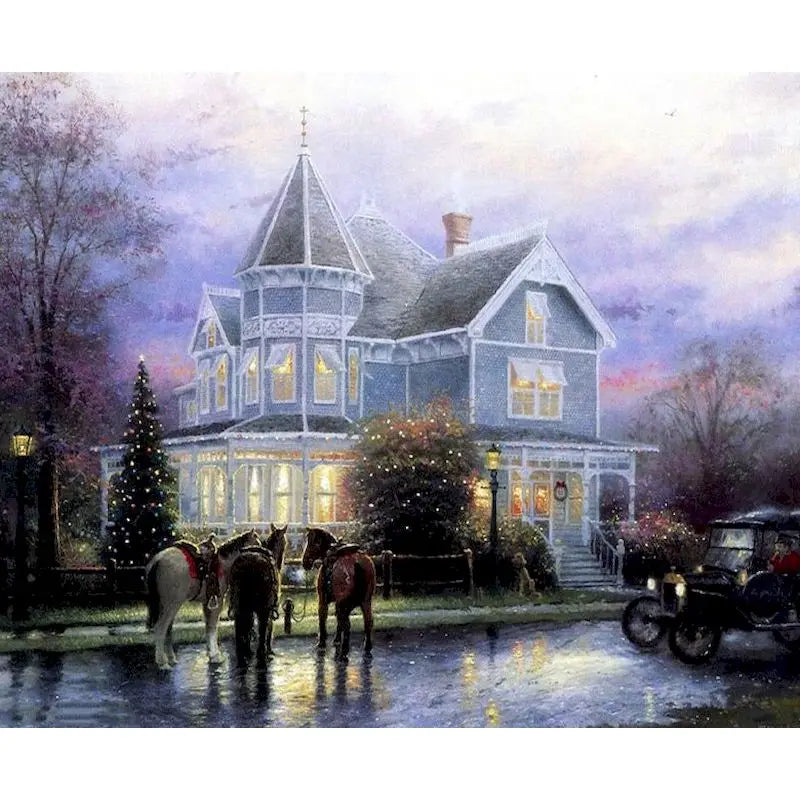 Genie Canvas - PhotoCustom City Oil Painting By Numbers Scenery Adults DIY Kits Paint By Numbers On Canvas Landscape Frameless Home Decoration