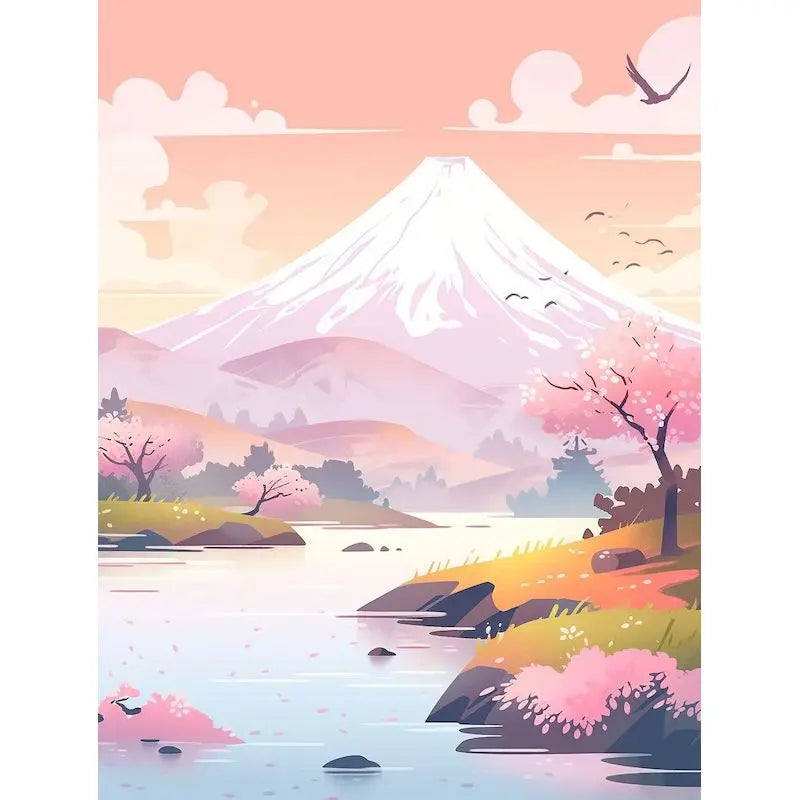 Genie Canvas - Scenery Painting By Numbers Oil HandPainted Acrylic Paint Sakura Pagoda Home Decors Adults Crafts On Canvas DIY Gift