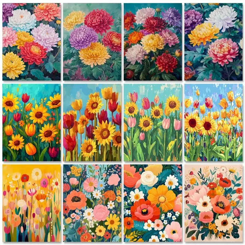 Genie Canvas - Diy Picture Paint By Numbers For Adults Flowers Painting By Numbers Handmade Wall Art For Adults Home Decor