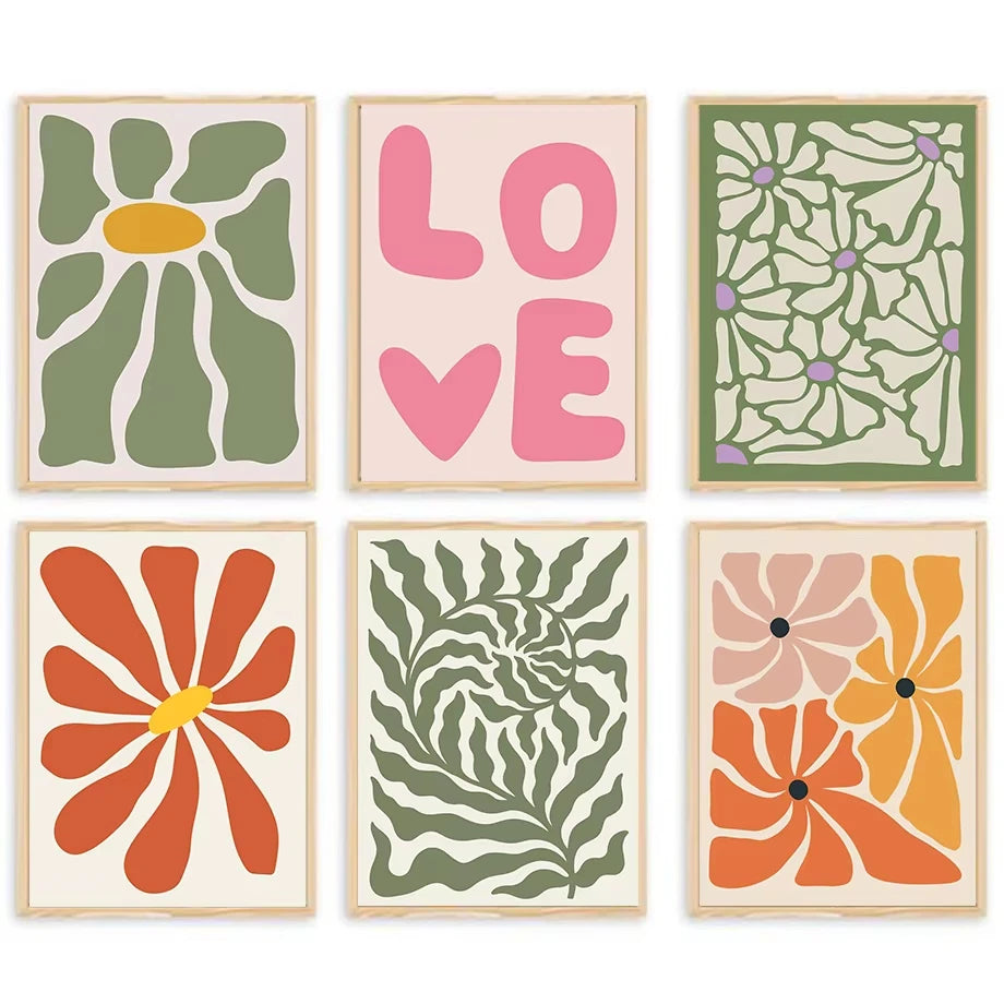 Abstract Flower Wall Art Canvas Painting Poster Gallery Prints Nordic Bohemian Living Room Home Decoration Wall Paintings