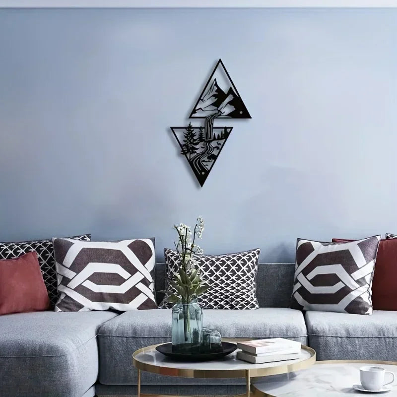 Mountain Wall Art, Mountain Waterfall Metal Wall Art Home Decor, Metal Wall Art, Home Decor Modern Art Wall Ornaments Artwork
