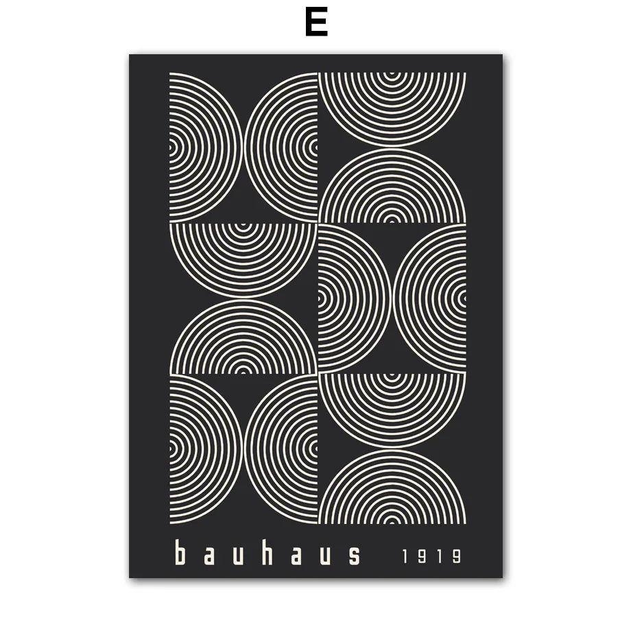 Bauhaus Wall Art Mid Century Modern Abstract Geometric Canvas Print Minimalist Black White Red Blue Posters Bedroom Office Decor