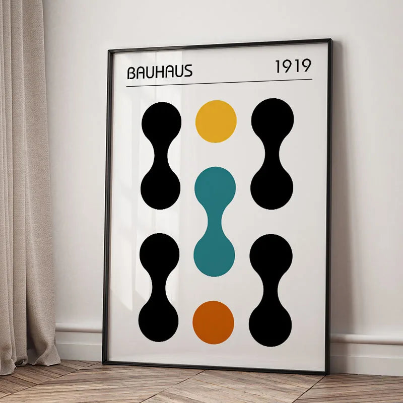 Mid Century Modern Bauhaus Geomtric Wall Art Print Canvas Painting Abstract Poster Pictures For Living Room,Bedroom Home Decor
