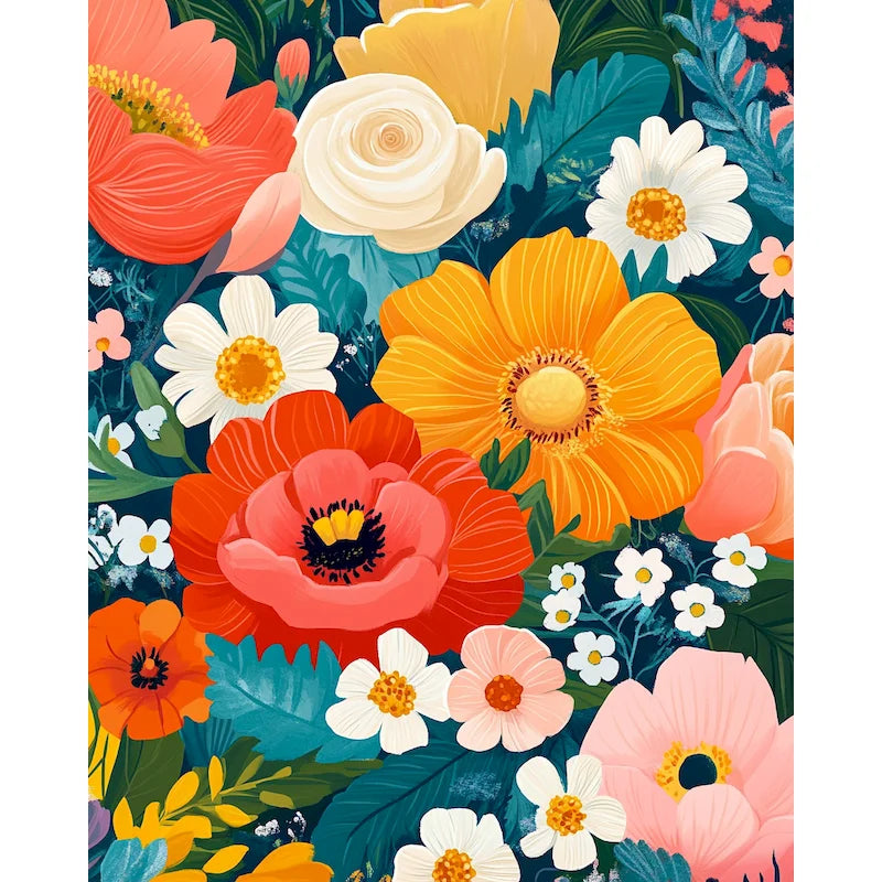 Genie Canvas - Diy Picture Paint By Numbers For Adults Flowers Painting By Numbers Handmade Wall Art For Adults Home Decor