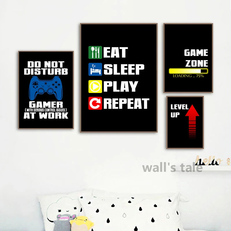 Video Game Wall Art Canvas Posters Prints Gaming Room Decor , Video Game Party Art Painting Pictures Boys Room Wall Decoration