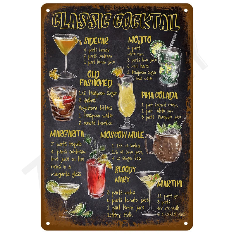 Retro Wall Art Mural Outdoor House Bathroom Home Room Decorations Decor Vintage Metal Signs Plates Tin Sign Posters Man Cave Bar