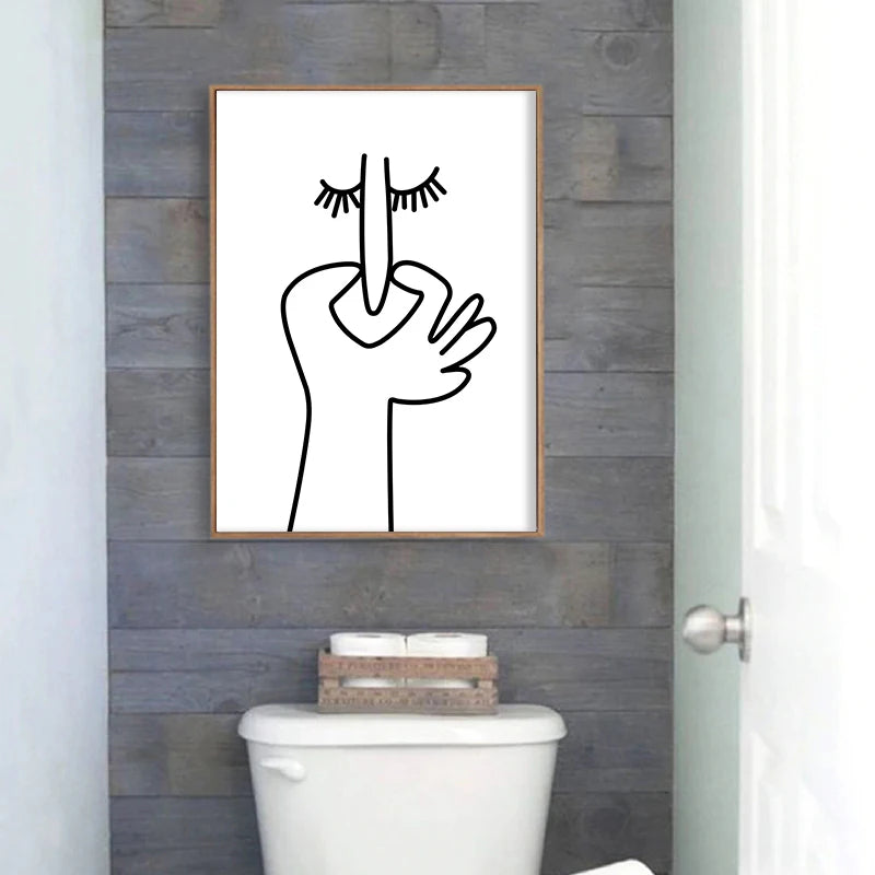 Funny Bathroom Wall Art Prints Black and White Minimalist Toilet Posters Canvas Painting Bathroom Wall Decoration Pictures