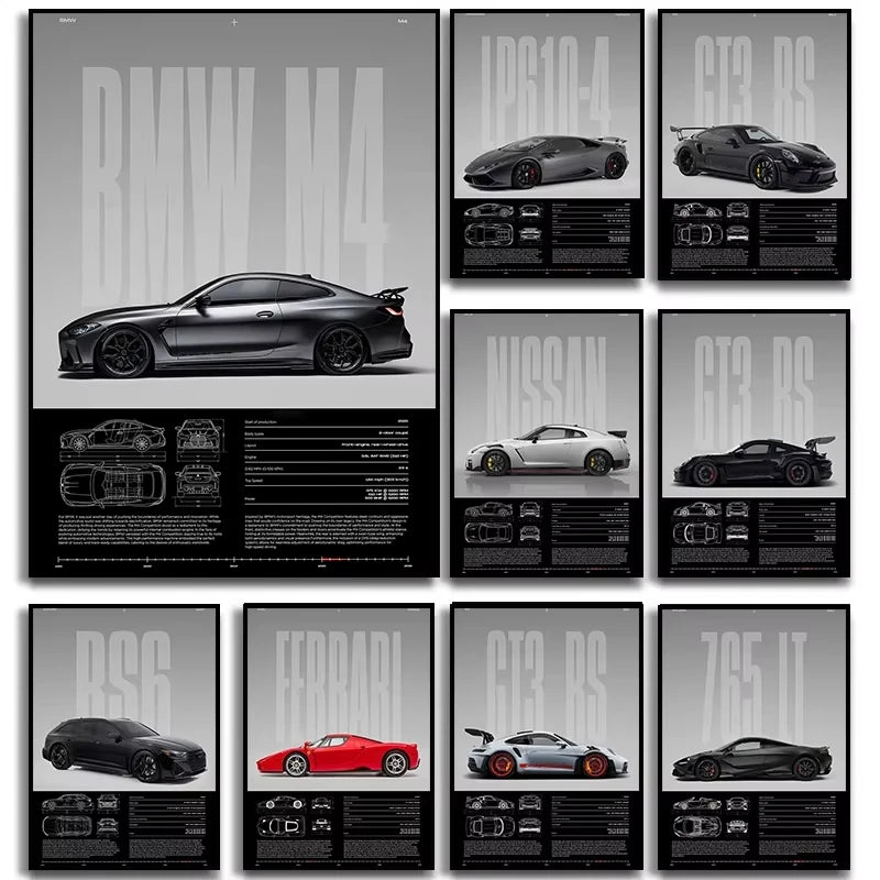 1PC Simple Wall Art Cars Luxury Esthetics Super Sports Car HD Canvas Print Poster Home Living Room and Bedroom Decoration