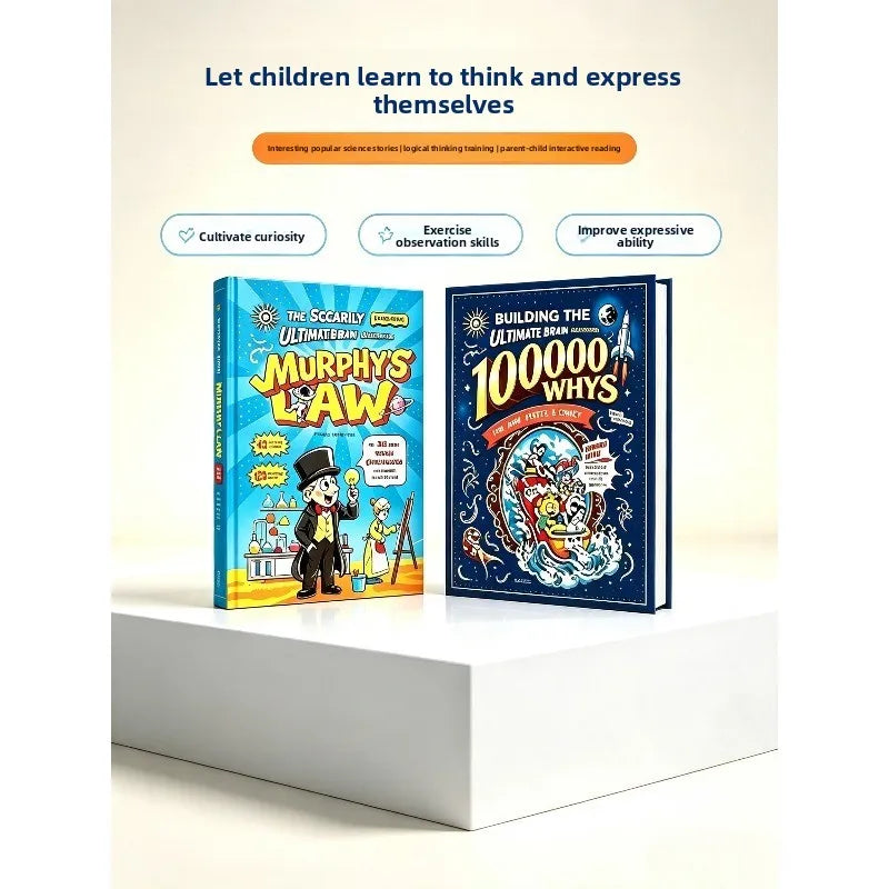 Kids Popular Science 2-Book Set: Funny Comic & 100,000 Whys Storybook, Hardcover Educational Children Extracurricular Gift