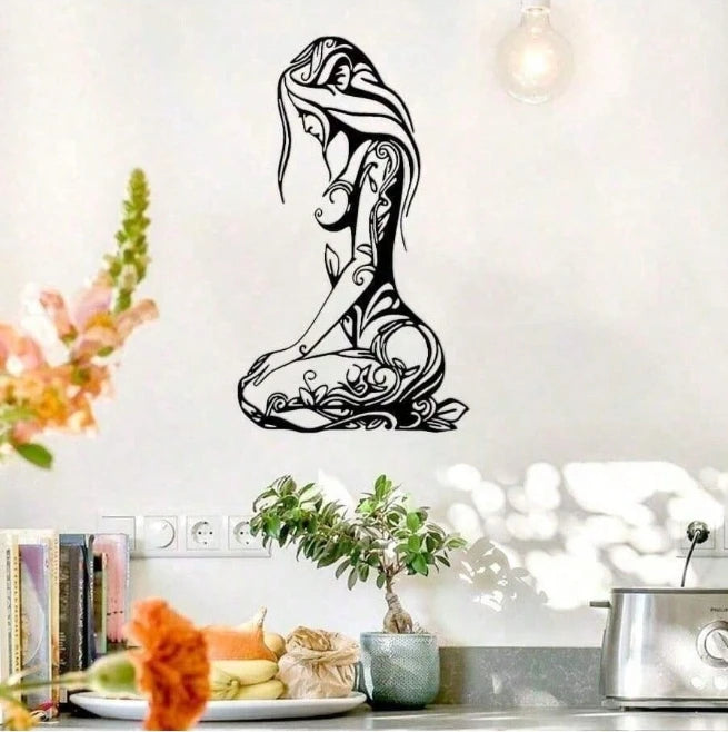 1PCKneeling woman modern black metal wall home decoration hanging art, suitable for home decoration, bedroom, bathroom
