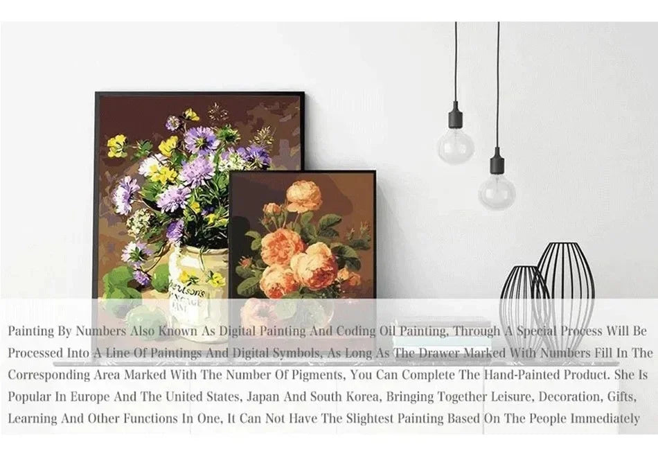 Genie Canvas - Frame Illustration Picture Diy Painting By Numbers For Adults Kits Sunset Acrylic Paint On Canvas For Home Decors Diy Gi