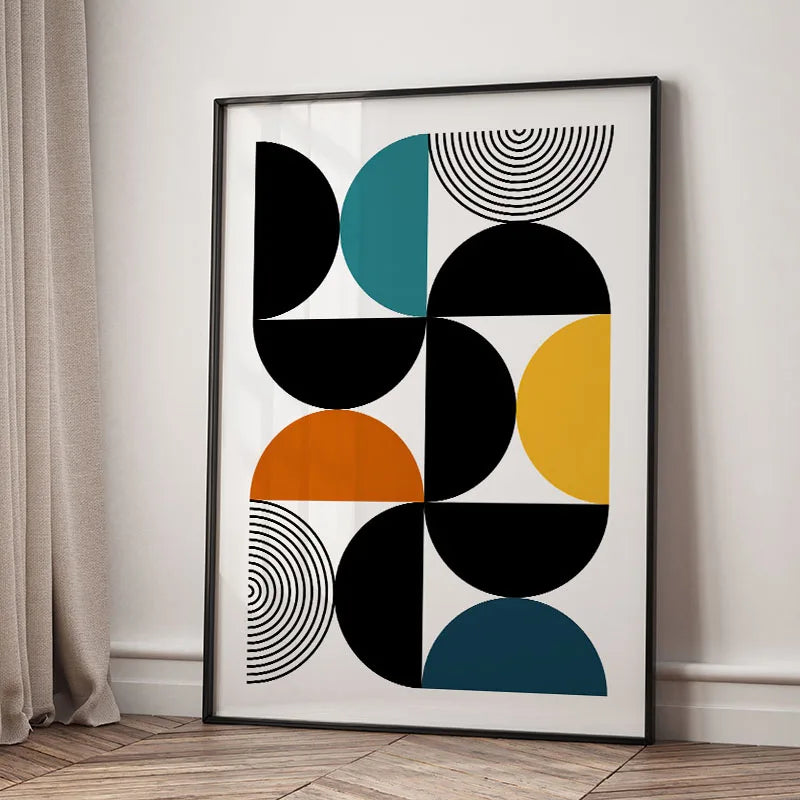 Mid Century Modern Bauhaus Geomtric Wall Art Print Canvas Painting Abstract Poster Pictures For Living Room,Bedroom Home Decor