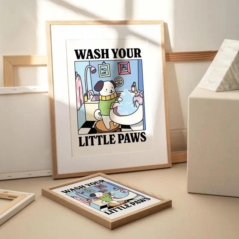 Wash Your Plttle Paws Bathroom Black Cat Wall Art Prints Canvas Painting Poster Picture For Living Bed Room Home Decor