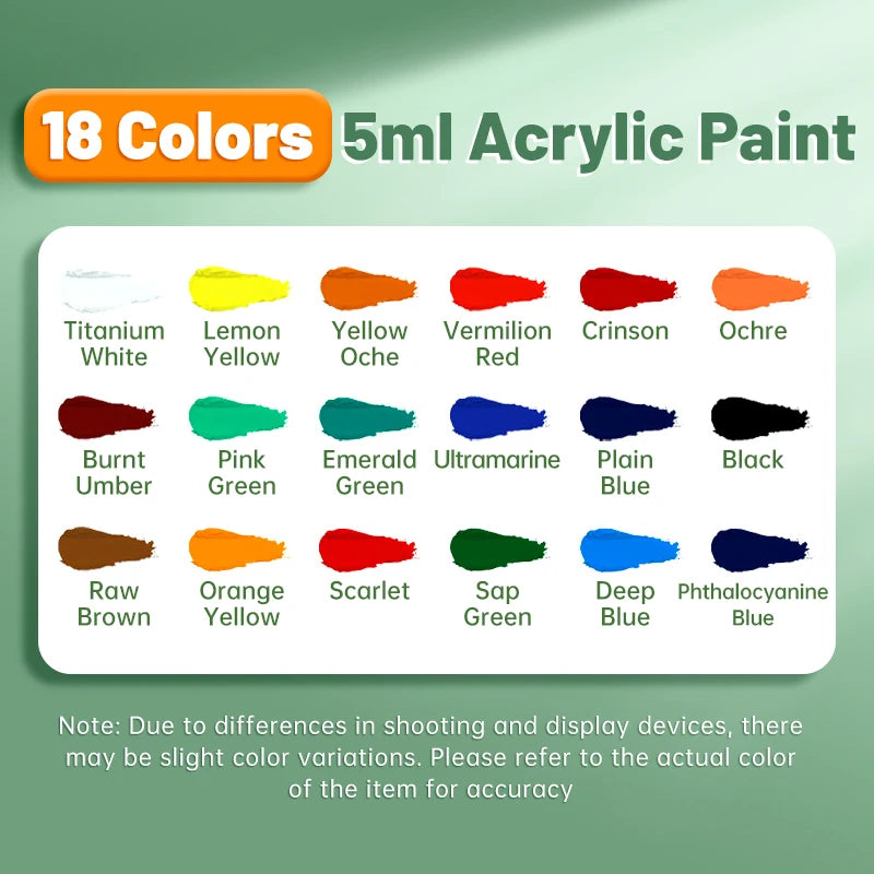 12 Acrylic Paint Set Colors 5ml/0.17oz,Water-Proof Portable Art Rich Pigments for DlY Craft,Drawing,Painting,Canvas, Rock
