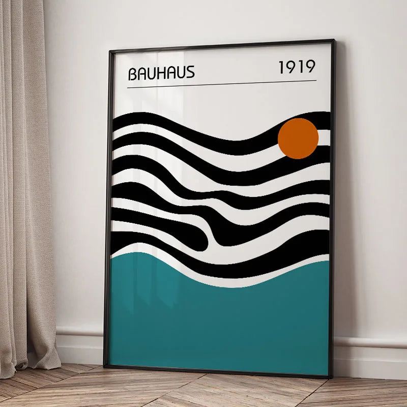 Mid Century Modern Bauhaus Geomtric Wall Art Print Canvas Painting Abstract Poster Pictures For Living Room,Bedroom Home Decor