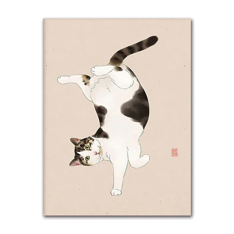 Modern Wall Painting for Living Room, Canvas Print, Poster, Cat, Wine, Pizza, Animal Funny, Art Pictures, Nordic, Modern