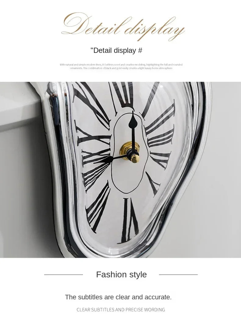 2024 New Novel Surreal Melting Distorted Wall Clocks Surrealist Salvador Dali Style Wall Watch Decoration Gift Home Garden