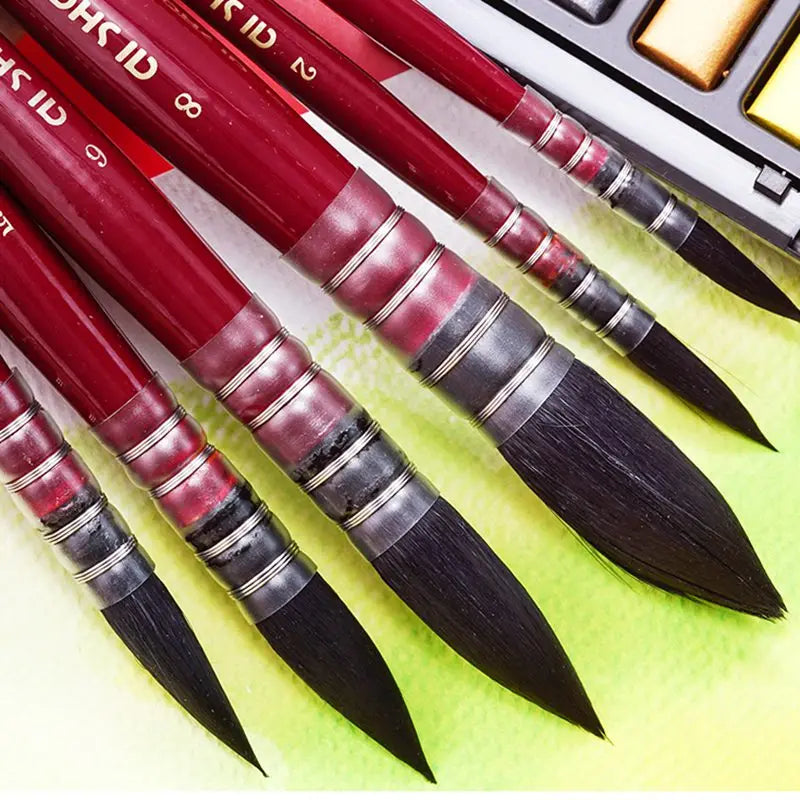 1pc Professional Round Mop French Style Watercolor Paint Brush Nylon Painting Brush for Acrylic Water Color Gouache Oil Painting