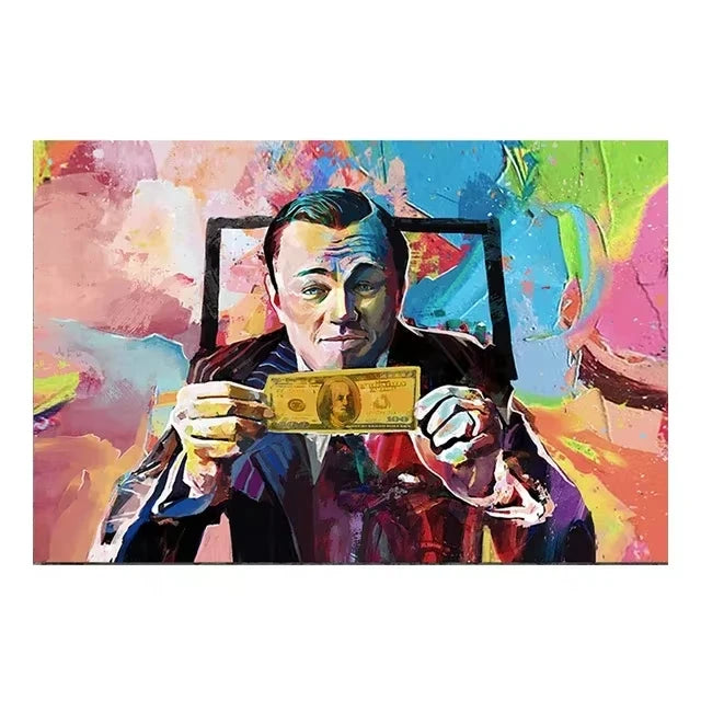 AA Vintage Wall , American Black Card The Wolf of Wall Street, Canvas Printed Poster, Home Living Room Bedroom Decoration