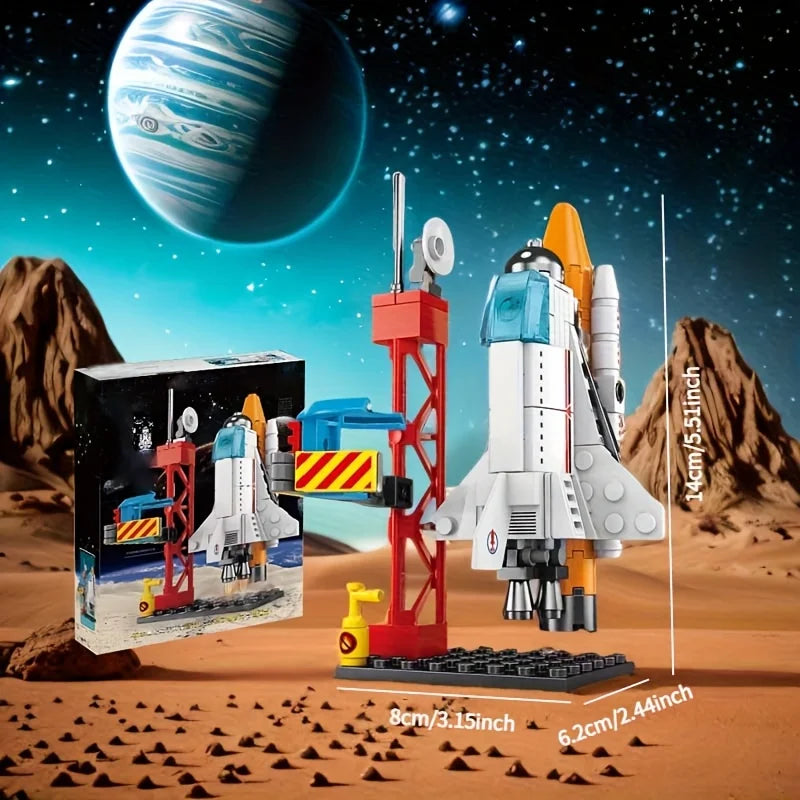 DIY 3D Space Rocket Building Blocks Set - STEM Educational DIY Puzzle Assembly Model Construction Toy for Kids Boys Girls School Gift