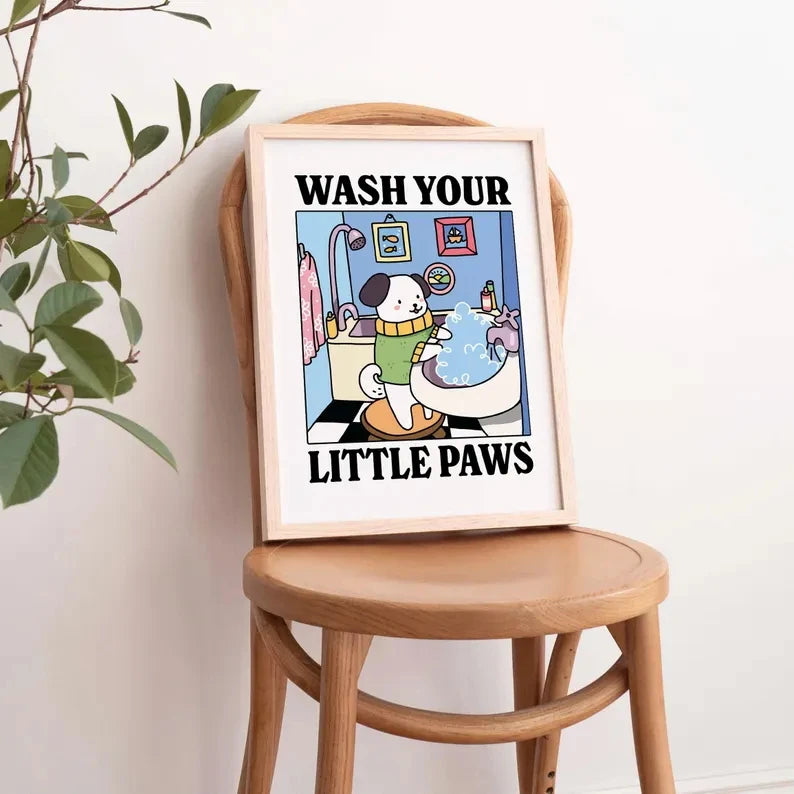 Wash Your Plttle Paws Bathroom Black Cat Wall Art Prints Canvas Painting Poster Picture For Living Bed Room Home Decor
