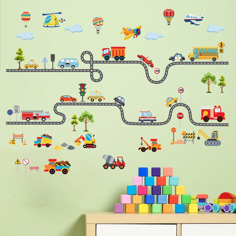 Mobile Car Wall Stickers Wallpaper Murals Watercolor Stickers Children's Room Home Decoration