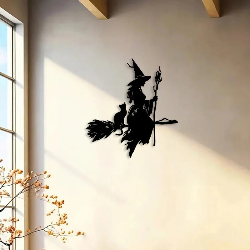 2D Flat Halloween Witch Wall Decor, Festive Party Home Accent